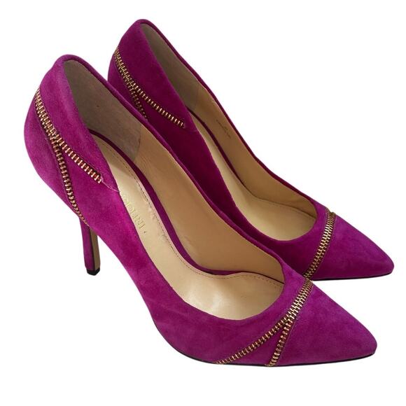 Enzo Angiolini Pop Culture Classic Pointed Toe Pink Fuchsia Suede Pumps Size 9 - Picture 1 of 5